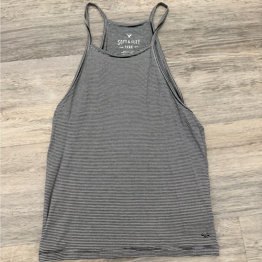 American Eagle Black and White Striped Tank